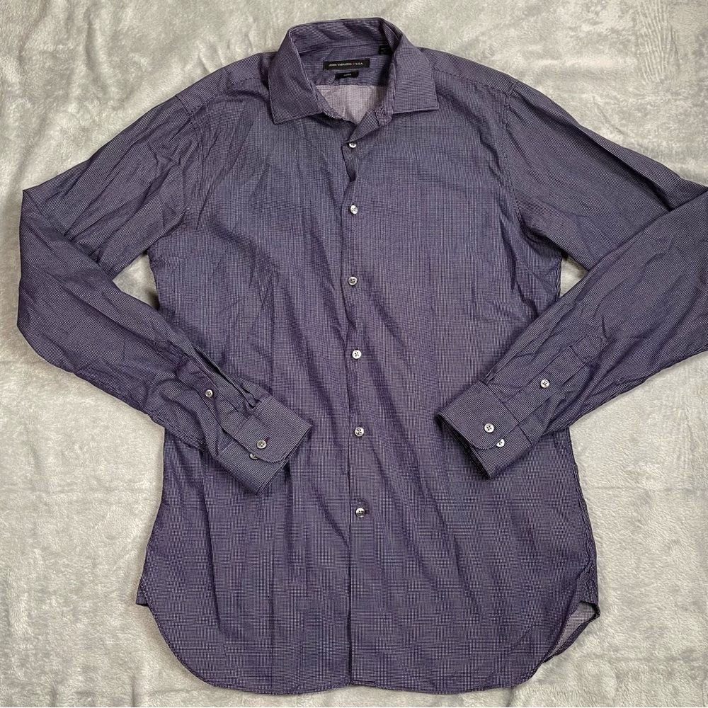 John Varvatos Luxe Shirt 16 1/2 16.5 Men’s Cotton Long Sleeve Button Up Purple